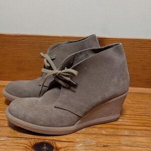 J.Crew Suede Wedge Chukka Booties Taupe Size 7 Women
